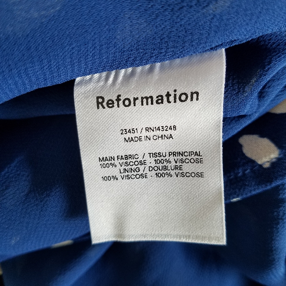 Reformation Juliette Moray Blue Midi Dress Spaghetti Strap Sweetheart Neckline - Picture 16 of 16